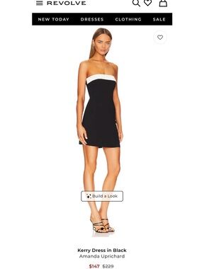 $229 REVOLVE x Amanda Uprichard Black Strapless Mini Dress with White Trim